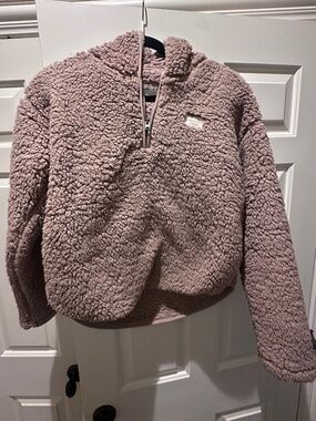 Abercrombie Kids brown sherpa 1/4 zip hoodie